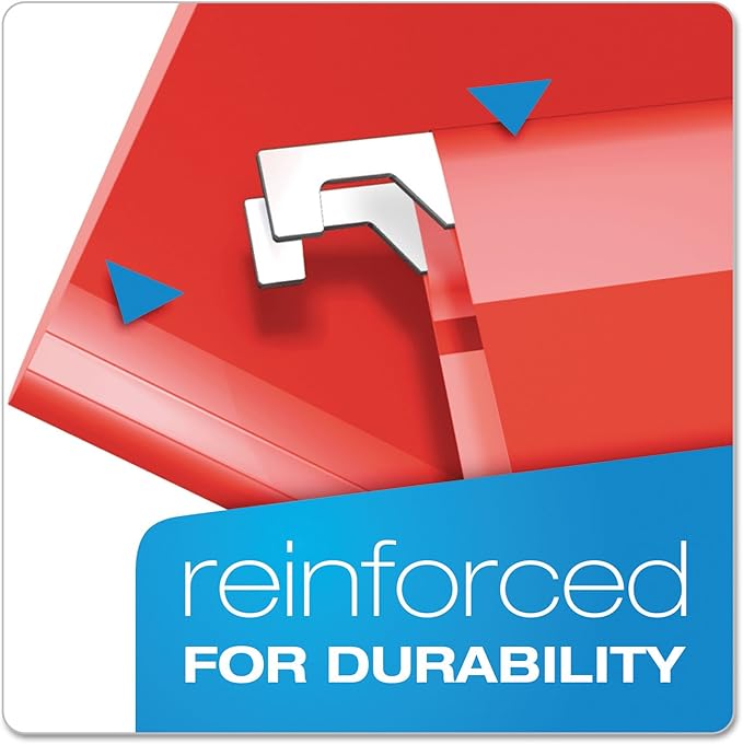 Pendaflex Extra Capacity Reinforced Hanging Folders, 2" Letter Size, 1/5 Cut, Red, 25/BX (04152x2 RED)