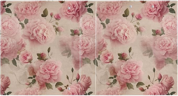 Vintage Pink Floral 1.5 Inch Binder 3 Ring, D Ring Binder with Anti-Slip Metal Clip Three Ring Binders Decorative for School Supplies, 1 Pack