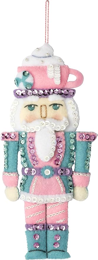 Bucilla Felt Applique 6 Piece Ornament Making Kit, Nutcracker Sweet, Perfect for DIY Arts and Crafts, 89292E