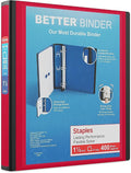 Staples Better Binder, 1.5-Inch D-Ring View, Red, Holds 350 Sheets | Reinforced spine for durable everyday use in office and school settings.