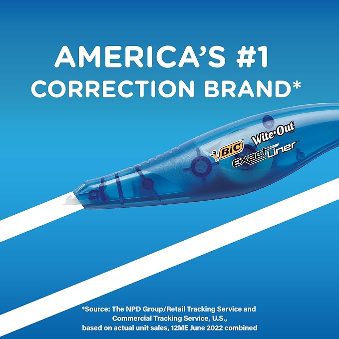 BIC Wite-Out Brand Exact Liner Correction Tape, 19.6 Feet, 4-Count