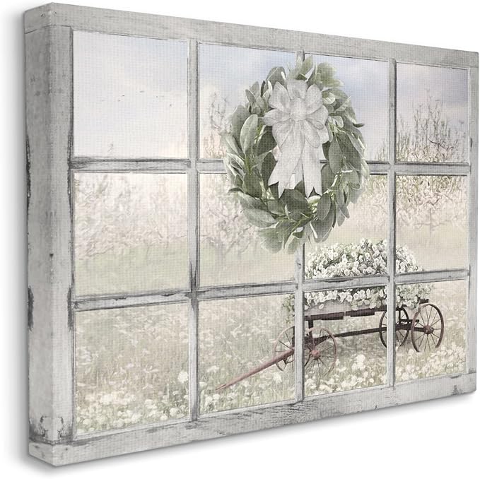Rustic Meadow Floral Wagon, 24 x 30 Inch Canvas Wall Art | Stupell Industries · By Lori Deiter · Ready to hang · Farmhouse charm for living room · bedroom · or office · Made in USA