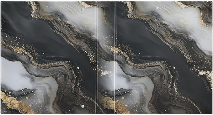 Liquid Marble Black Gold 3 Ring Binders 1.5 Inch Clear View Three Ring Binders Versatile Binder for Work School Office Supply 1 Pack
