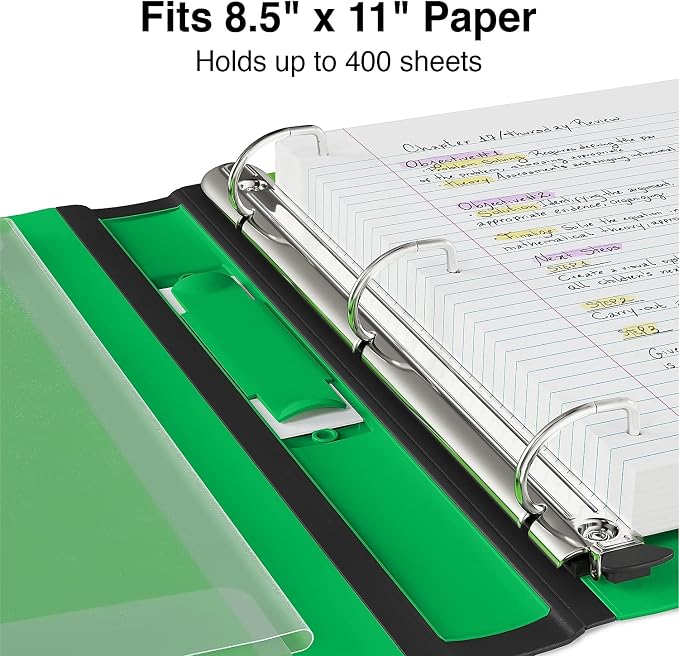 Staples Better 1.5-Inch 3-Ring Binder, Green, Heavy-Duty | Durable binder built for school and office document organization.