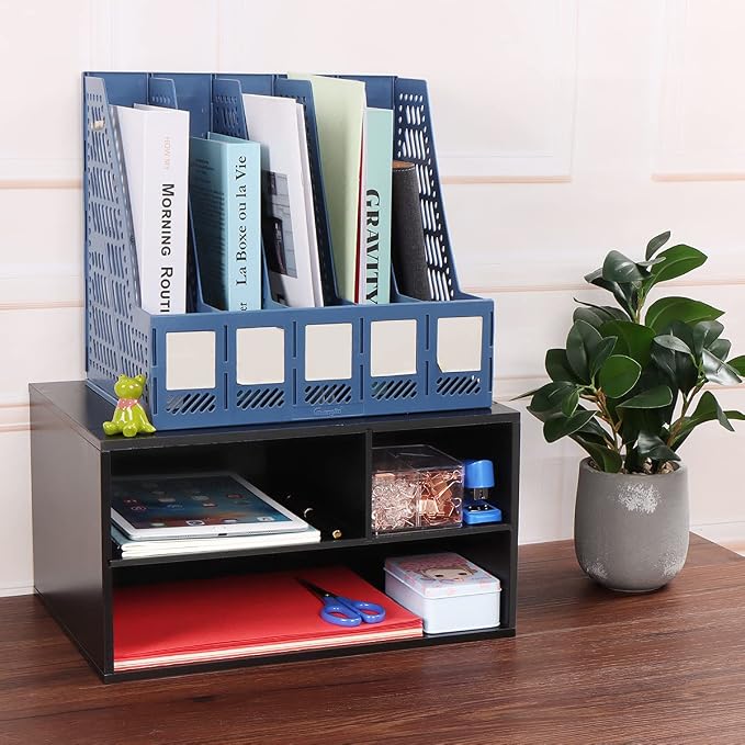 EMERIT Printer Stand Shelf with Storage Wood Desk Paper Organzier for Home/Office,Printer Riser, 2 Tire