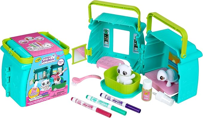 Crayola Scribble Scrubbie Pets Scented Spa, Animal Toy Playset, Includes Washable & Scented Markers, Gifts for Girls & Boys, Ages 3+ | Includes Washable & Scented Markers, Gifts for Girls & Boys, Ages 3+