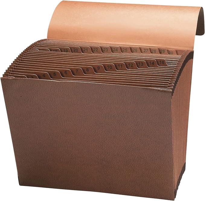 Smead TUFF Expanding File, 31 Pockets, Daily (1-31), Flap and Cord Closure, Letter Size, Redrope (70367)