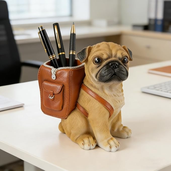 Funny Dog Pen Holder, Pencil Holder for Desk, Pug Gifts for Women Men, Cute Desk Pen Organizer for Home Office School Decoration