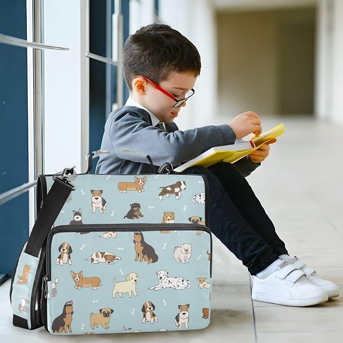 Cute Puppy Dog Binder Bag 3 Ring Zipper with Handle Shoulder Strap | for School Work Office Organizer Storage Case