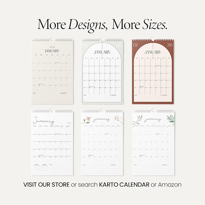 Karto Wall Calendar 2026 8.5x11 in - Cursive | January 2026 to June 2027, Vertical, Boosts Productivity, Easy Monthly Planning