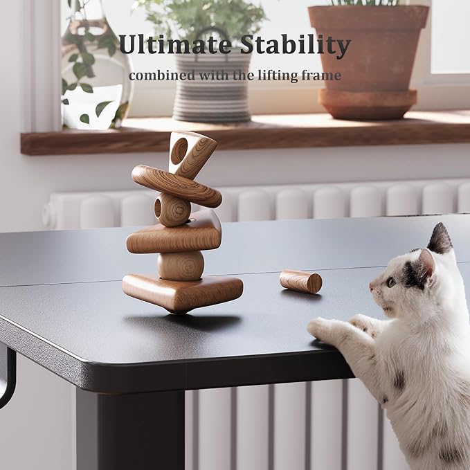 Claiks Electric Height Adjustable Standing Desk, 55x24 Inch, Black | Smooth Height Adjustment, 3 Memory Presets, Cable Management Hub&Hook, Stable Steel Frame, 176lbs Capacity, Easy Assembly