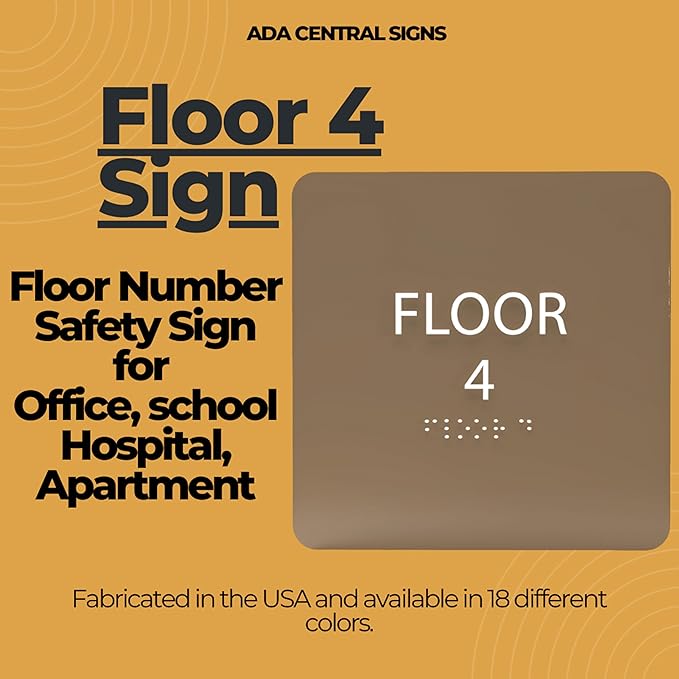 Light Green ADA Floor 4 Sign with Braille – Made from Durable Acrylic and Ready to Mount