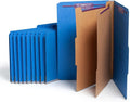 Smead Pressboard Legal Size File Folders with SafeSHIELD Fasteners, 2 Dividers, 2" Expansion, Office Folders, Paper Holder, Dark Blue, 10 per Box (19035)