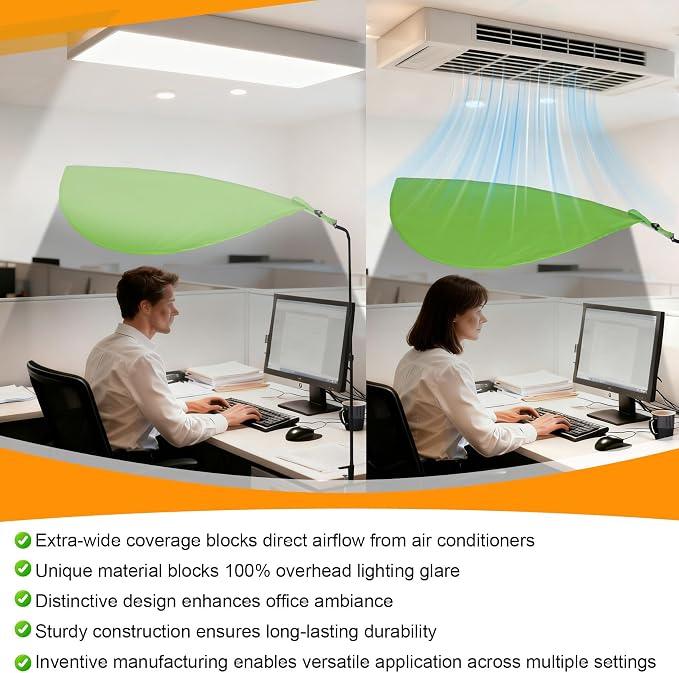 P Polerden Upgrade Office Cubicle Desk Shade （Green） | Adjustable Cubicle Light Shield and Office Shade to Block Overhead Light & Reduce Glar