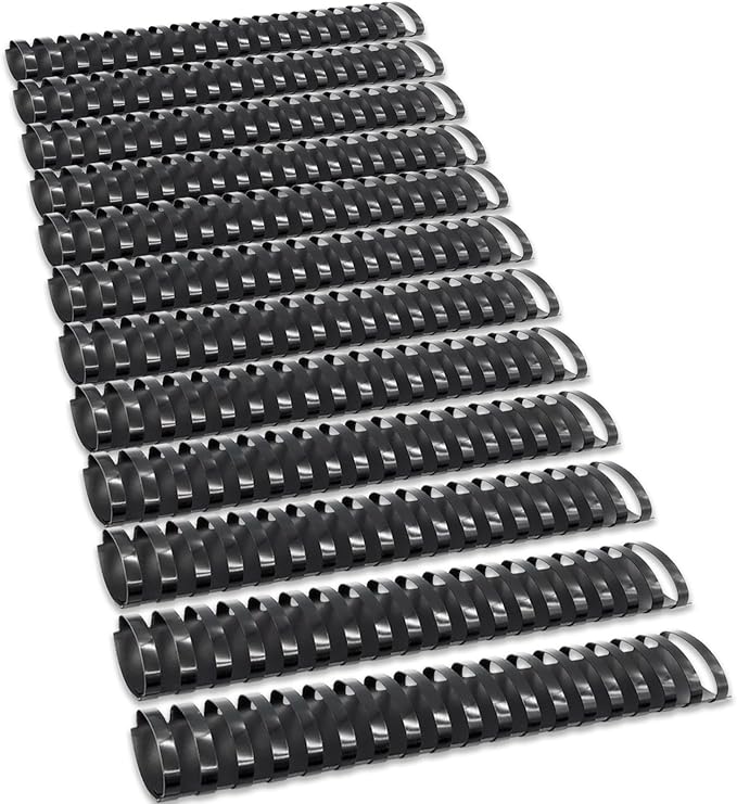 Binditek Plastic Binding Comb Spines, 1-1/2 Inch, 19 Ring, Black, 12 Pack | Plastic Binding Combs, 1-1/2 Inch Diameter, 310 Sheet Capacity, for Letter Size, for Students and Coworkers