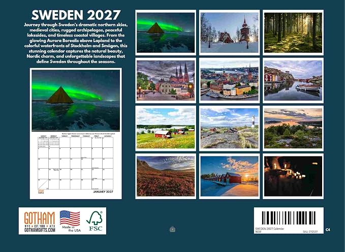 Sweden Calendar 2027 Monthly Wall Calender 12 Month