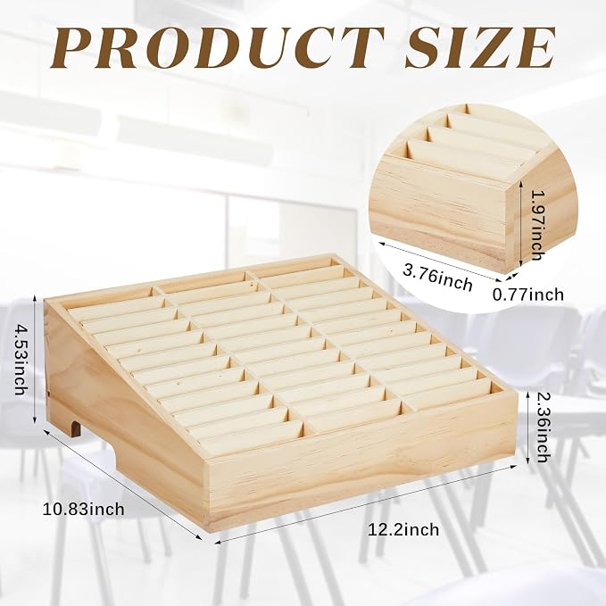 CroBlissful 2 Pcs 36 Grid Wooden Cell Phone Holder Classroom Wood Cell Phones Storage Box Desktop Mobile Phone Organizer for School Classroom Office
