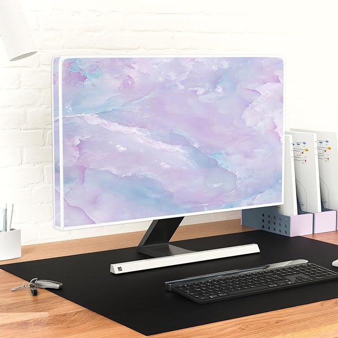 Baocicco Violet Marble Waterproof 55 Inch TV Dust Cover Anti-Static Dustproof Abstract Creative Desigen Television Accessories TV LCD Screen Texture TV Decoration for LED LCD OLED TVs