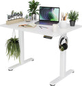 Claiks Electric Height Adjustable Standing Desk, 40x24 Inch, White | Smooth Height Adjustment, 3 Memory Presets, Cable Management Hub&Hook, Stable Steel Frame, 176lbs Capacity, Easy Assembly