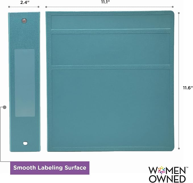 Carstens 2-Inch Heavy Duty 3-Ring Binder - Side Opening, Powder Blue, Durable Plastic, No-Gap Rings, Waterproof Cover No Pockets, Holds 300 US Letter Sheets, BPA-Free, Made in USA (2824-3R) Case of 16