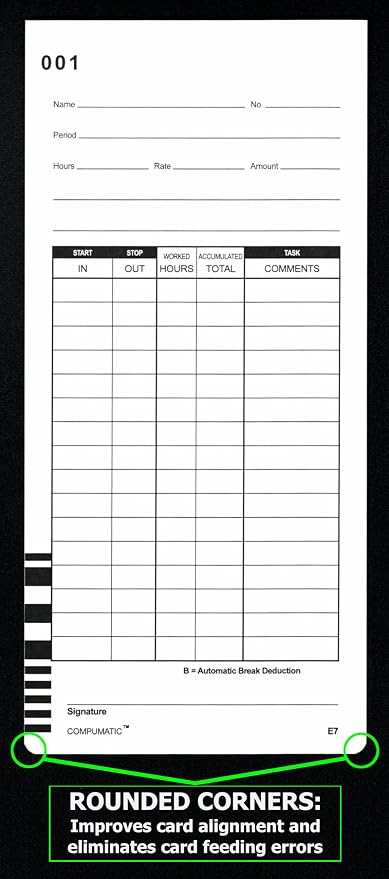 1000 Time Cards Compatible with Lathem 7000E & 7500E Calculating Clocks, E7