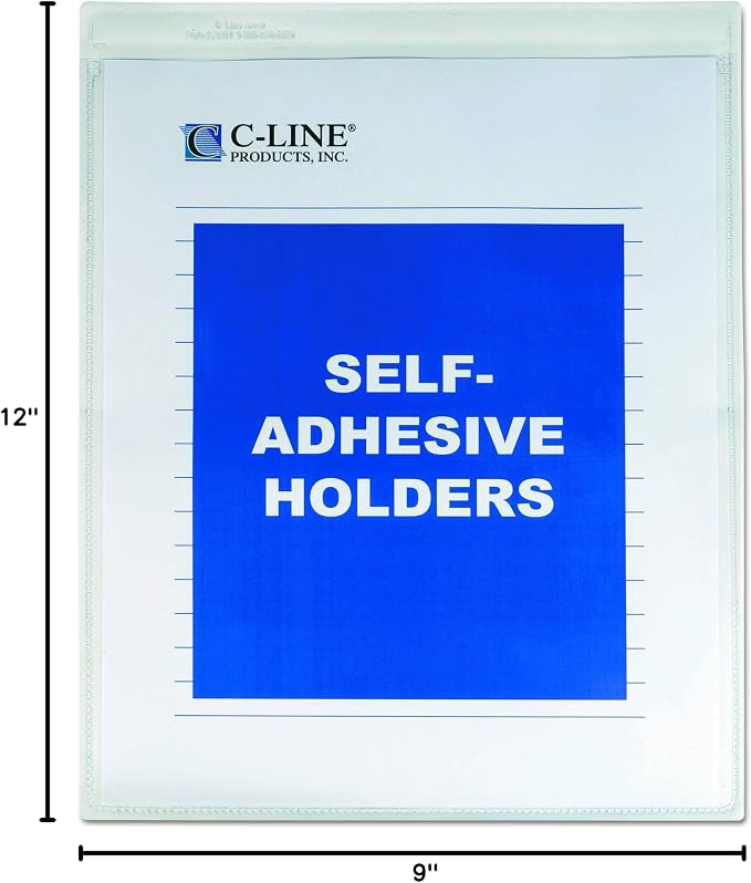 C-Line Self-Adhesive Shop Ticket Holders, Super Heavy, 50 Sheets, 9 X 12, 50/Box (Pack of 5)