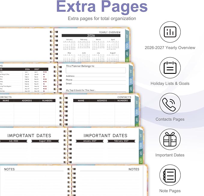 Planner 2026-2027, Weekly and Monthly Academic Year Calendar Planner, July 2026 - June 2027, Daily Agenda Book for Office School Supplies, Letter Size(8.5'' x 11'')