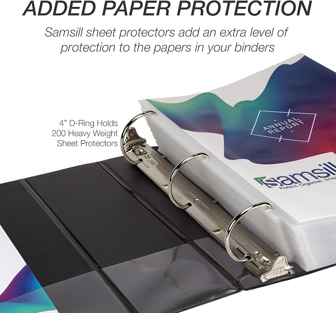 Samsill Durable 4 inch 3 Ring Binder, D Ring Binder, 100% Recycled Chipboard, Black, Pallet of 216 Binders in 36 Cartons