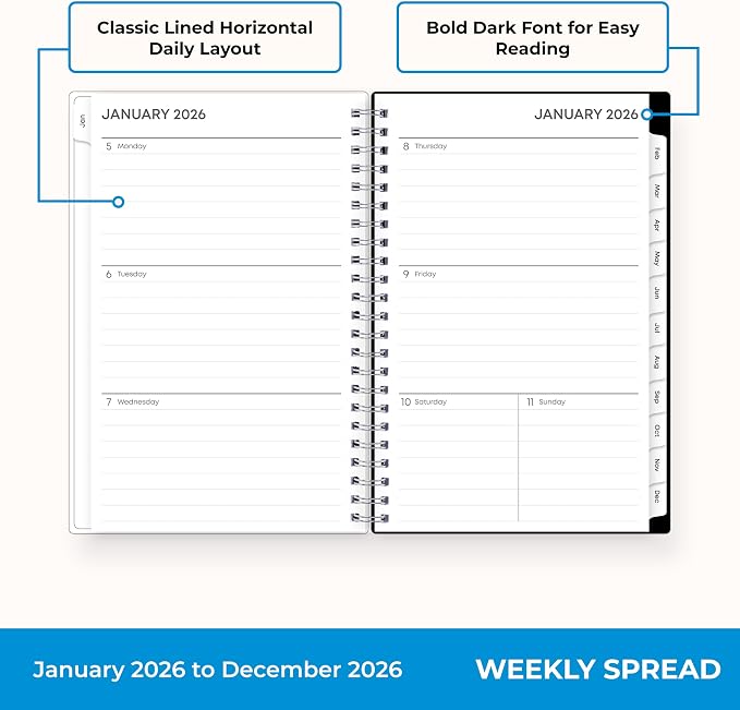 Blue Sky 2026 Weekly & Monthly Planner Calendar, 5"x8", Analeis