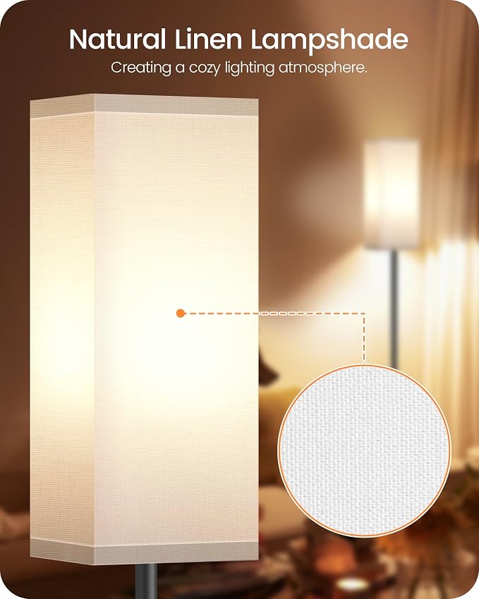 Floor Lamp, Pole Lamp with Foot Switch, Modern Standing Lamp Shade, Minimalist Freestanding Lamp (Bulb Not Included), for Living Room, Bedroom Office ETL Listed, Black and White CW07LD05