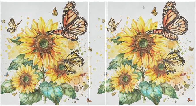 JIPONI 3 Ring Binder Sunflowers & Butterflies 1 Inch Round Binders for Men Women Students, Cute File Organizer for Office Home School