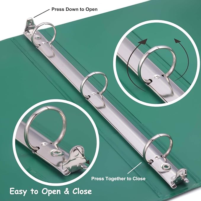 Trail Maker 1 inch Binders (50 Pack), 3 Ring Hardcover Binders in Bulk with Clear View Cover, Pockets for Classroom, Office, Portfolios | Bulk School, Teacher, Office Supplies (Green Only Pack)