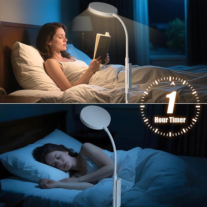 PACOVY Floor Lamp, Adjustable Height Floor Lamps for Living Room Bedroom, 252 LED Super Bright Standing Lamp Remote Control, Dimmable Gooseneck Tall Stand Reading Lamp Light for Office Craft, White