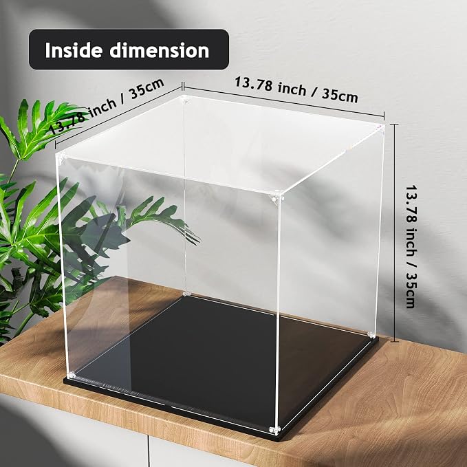 Clear Acrylic Display Case, Easy Assembly Showcase Large Box(14x14x14 inch) | dofopo Dust Protection Case for Action Figures and Dolls, Alternative Glass Box for Collectibles Commemorative Gifts