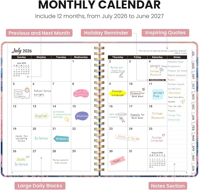 ZOTIA Planner 2026-2027 Weekly & Monthly Calendar Planner Jul 2026-Jun 2027