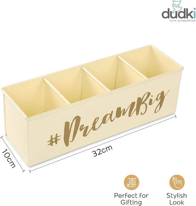 DUDKI HOMES "Desk Organizers and accessories, 4 Compartment Desk Organizer set, Pen holder for desk cute and Stylish Office Desk Accessories for Women Office - Keep Your Workspace Organized"