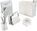 BLU MONACO | White Desk Organizer Set | 5 Piece Metal Office Desk Organizer with Hanging File Holder, Magazine Organizer, Pen Cup, Sticky Note Holder, Mail Sorter | Desk Organizers and Accessories