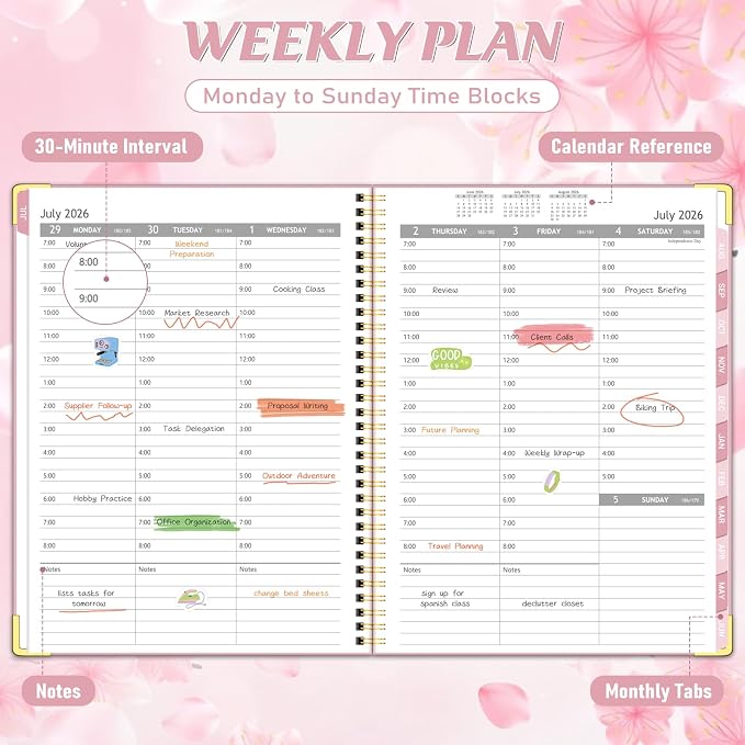 Appointment Book 2026-2027, 30-Minute Interval Hourly Planner, 8.5"×11"