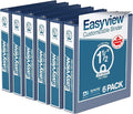 Easyview Premium 3-Ring Binders with Clear-View Covers and Round Rings, Binders for School or Office, 1.5 Inch, Pack of 6, Royal Blue