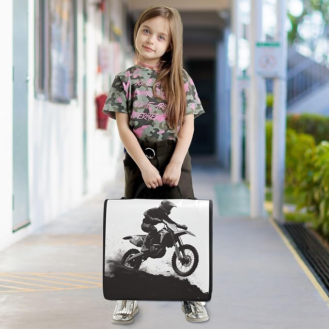 Personalized Motocross Zipper Binder, 1.5 Inch 3 Ring School Binder