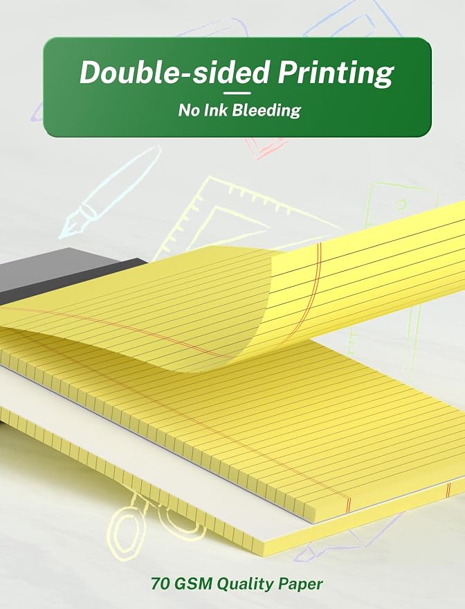 Zaviko Legal Pads 8.5 x 14, Wide Ruled Legal Pad, Yellow Paper 8.5 x 14