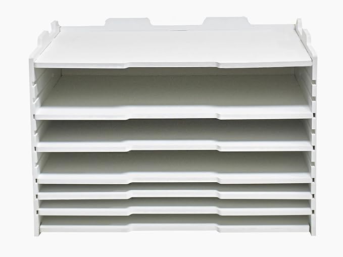 YFS 6 Tier-Desk File Organizer, Stackable Paper Tray, Printer paper Storage for Office, Sorter Organizer for Letter/A3 Office File Folder Holder -White (Horizontal-6tray(with 5 Adjustable Shelves))