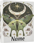 Custom 3 Ring Binder Moth Moon Art 1.5" Round Ring Binders Personalized Name View Binder with 200 Sheet for Women Men Office Kids School Supplies, 1 Pack