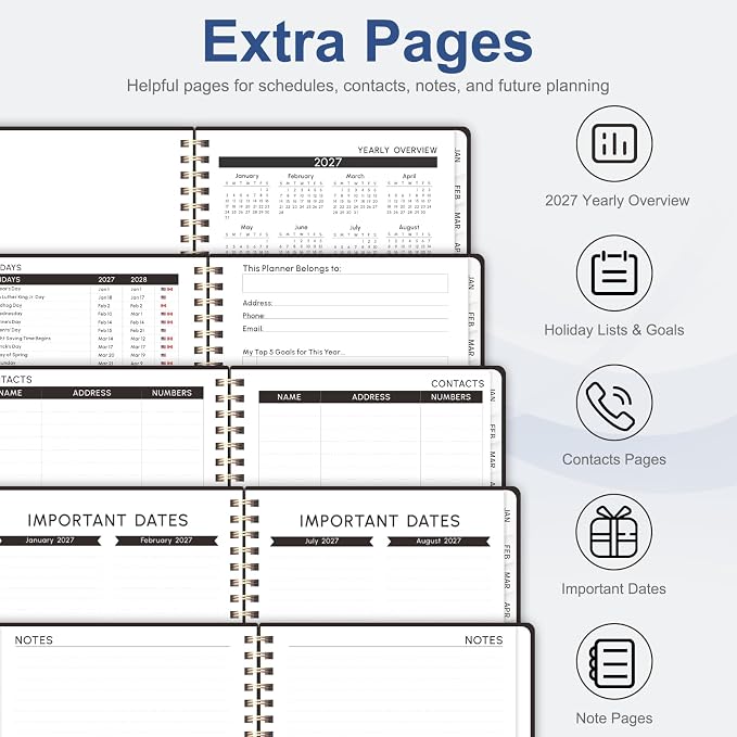 2027 Planner, Weekly and Monthly Calendar Planner Book, A5(6.3'' x 8.5'')