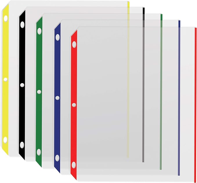 Better Office Products Color Edge Sheet Protectors, 100/Box, Color Coded Edges, 8.5 x 11 Inches, 5 Assorted Colors, 100 Pack