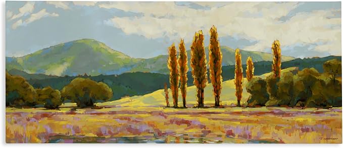 Subdued Countryside Landscape Vista, 20 x 48 Inch Canvas Wall Art | Stupell Industries · By Trevor Copenhaver · Ready to hang · Serene pastoral decor for living room or lounge · Made in USA