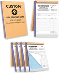 Custom Carbonless Invoice Book with Logo, Personalized Cover & Inner Pages, 2 Part NCR Receipt & Work Order Forms, Easy Tear, Writing Shield for Small Business (2-Part [White/Blue], 8.3 x 5.5INCH)