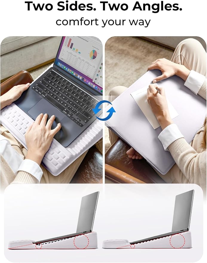 Adjustable Lap Desk with Wrist Rest, Reversible Laptop Stand | Cooling Grip Surface, Fits up to 17'' Laptop, Portable Lap Desk with Pillow Cushion, Computer Tray for Home Office, Mauve