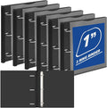 Henoyso 6 Pack 1 Inch D Ring Telescoping 3 Ring Binder Bulk, Binders with Clear Front Pocket and Telescoping Spine, 8.5" x 11" Paper Organizer, Home Office Organization Supplies (Black)