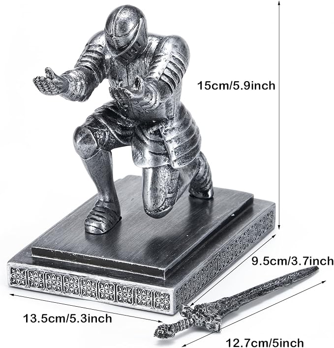 ThreeH Knight Pen Holder Magnetic Resin Ornaments Desk Decoration Home Decoration Pen Organizer